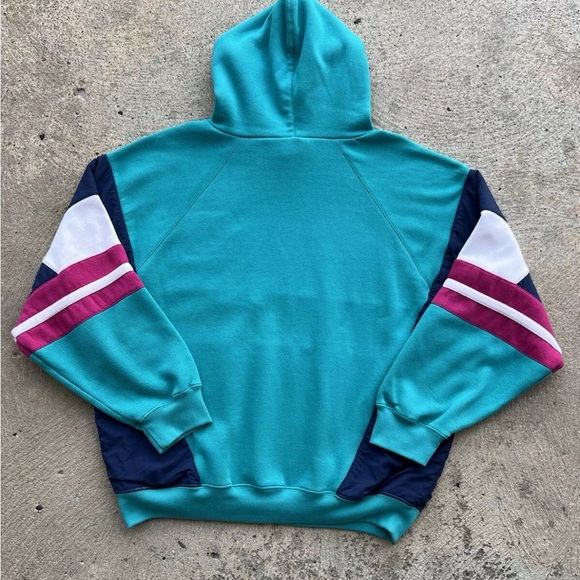 Vintage ADIDAS Team Spell Out trefoil Multi-Color Pullover Hoodie Large Run Dmc - Picture 5 of 5